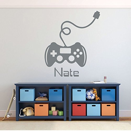 Gamer Wall Decal - Game Controller Sticker - Personalized Vinyl Decoration for Boy's Bedroom, Playroom or Game Room