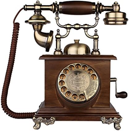 TIANTA- Retro Antique European Landline Telephone Key Dialing Rotary Dial Metal Disc Solid Wood Household Wired Fixed Telephone beautify ( Size : Rotating Section )