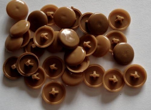 Plastic Light Brown Press-Fit Pozi Screw Head Covers Caps, Pack of 50