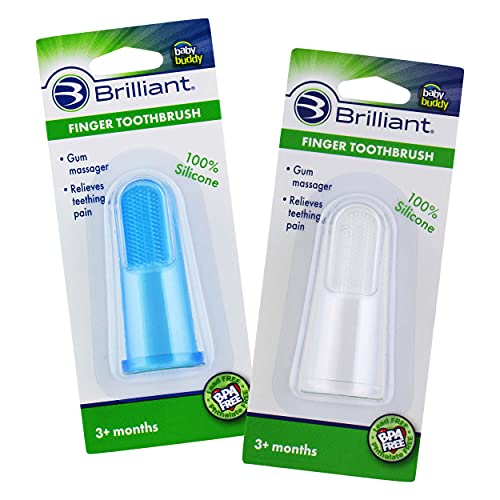 Brilliant Baby Finger Toothbrush - Silicone Gum Massager and Teether Brush for…