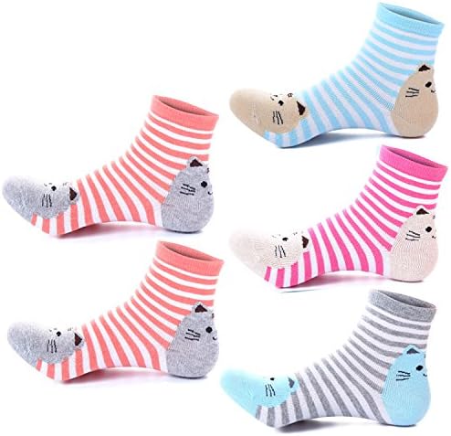 LUO LIAN Cat Socks For Women Low Cut Cute Cotton 100% Moisture Wicking Pack of 5