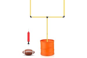 Realspring Football Goal Post 6 x 4 ft Goal Post with Foldable Bucket and Mini Inflatable Football Kicking Tee and Pump for Sports(1 Set)
