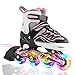 Kuxuan Boys Camo Black & Silver Adjustable Inline Skates with Light up Wheels, Fun Illuminating Rollerblades for Kids Girls Youth (Pink & Black, Medium-Big Kid(2-5 US))