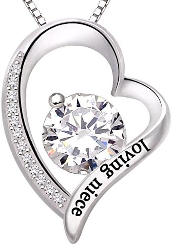 ALOVJewelry Sterling Silver "loving niece" Love Heart Cubic Zirconia Pendant Necklace