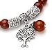 Jovivi 8MM Natural Red Agate Healing Point Tree Life Lucky Charm Stretch Bracelet