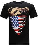 California Republic Men's T-Shirt (Medium, American Flag Bandana Bear)