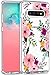 LUHOURI Galaxy s10 Case with Kickstand, Clear Case Girls Women Pink Floral Heavy Duty Protective Hard PC Back Case with Shockproof Slim TPU Bumper Designed for Samsung S10