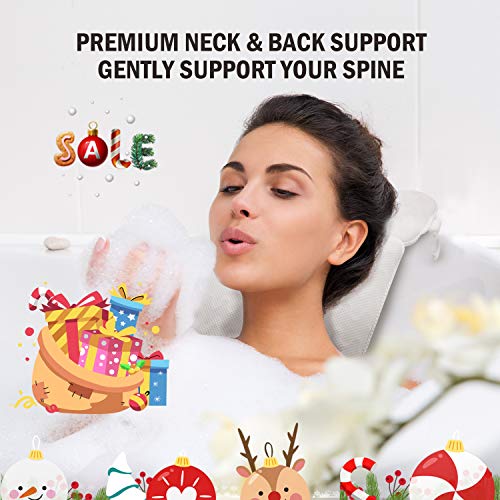 PINGKO Bath Pillow with Head, Neck, Shoulder and Back Support - Non-Slip, Extra Thick & Soft, Machine Washable,3D Air Mesh Technology,Pad with 6 Suction Cups Spa Bathtub Pillow - Thumbnail 3