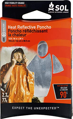 S.O.L. Survive Outdoors Longer S.O.L. Heat Reflective Waterproof Poncho (Pack of 3)