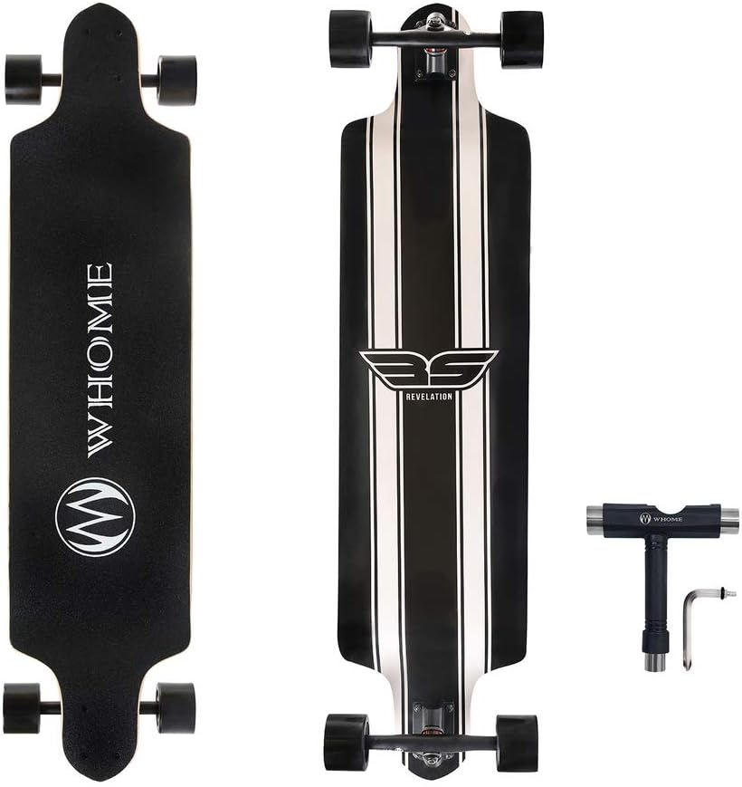 WHOME PRO Skateboard Complete for Adults and Beginners - 41 Inch Drop Down Longboard Complete Skateboard for Downhill Freeride Cruising Carving Skateboard Tool Included
