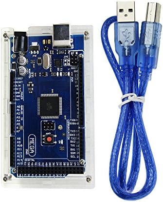 HESAI Mega 2560 R3 ATmega2560-16AU ATMEGA16U2 Development Board with Transparent Acrylic Box and USB Cable for arduino Mega 2560 R3 Diy Starter Kit