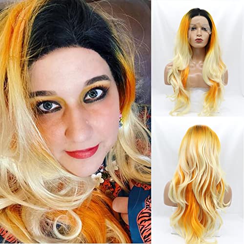 Orange Blonde Black Wig