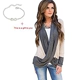 Tenworld Women Lady Charming Irregular Splice Cotton V Neck Loose T Shirt Blouse