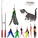 Bascolor Retractable Cat Toys Interactive Feather Teaser Wand Toy with 7 Refills Feathers Birds Worms Catcher for Cats Kitten