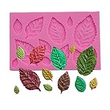 MEIBEL Mini Rose Flower Leaves Vein Silicone Mold Gum Paste Fondant Mold Cake Border Cupcake Silicone Lace Mat Mold Decoration Tool, 3.9