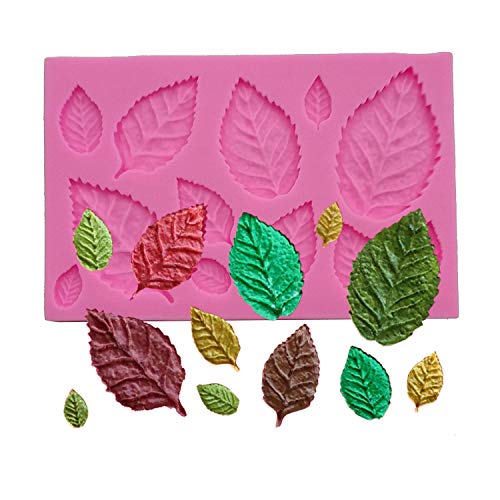 MEIBEL Mini Rose Flower Leaves Vein Silicone Mold Gum Paste Fondant Mold Cake Border Cupcake Silicone Lace Mat Mold Decoration Tool, 3.9