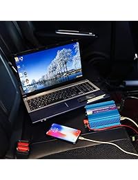 Eternal Home 300W Inversor de corriente para automóvil DC 12V a 110V Cargador de CA Inversor eléctrico con 4.8A Puertos de carga USB dobles y enchufe de 3 clavijas   Cuerpo de aleación de aluminio azul