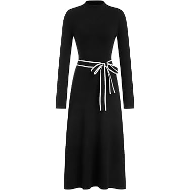 winter work dresses Turilly for Women Dresses Trendy Long Sleeve Teacher Dress Winter Tie Waist a Line Dress Business V Neck Floral Print Dresses Perfect for autumn and winter Winter Trendy Office Dresses Red