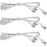 Seigun T5 T8 LED Tube Power Extension Cable with On/Off Switch, LED Light Fixture Extension Cable Wire 6FT/1.8M, White