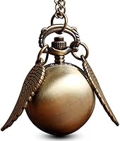 GORBEN Ball Wings Snitch Quartz Pendant Pocket Watch Necklace Chain for Men + Bag