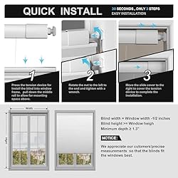 Boolegon No Drill No Tools Cellular Shades Top Down