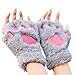 Arshiner Women Bear Plush Cat Paw Claw Glove Soft Winter Gloves Grey-1,One Size