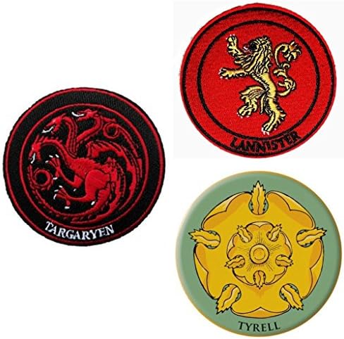 Game of Thrones House Lannister,Targaryen, Tyrell Crest Patch Logo Gift set