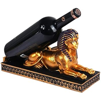 Fantasee Wine Rack Holder Ancient Egyptian Deity Sphinx Wine Bottle Stand Rack Premium Resin Material Novelty Gift for Kitchen Home Room Decoration (Resin - Sphinx)