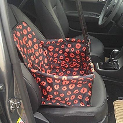Joueurpet Pet Waterproof Front Seat Cover Basket Protector with Safety Belt for Small Medium Dog Cat Red Mouth