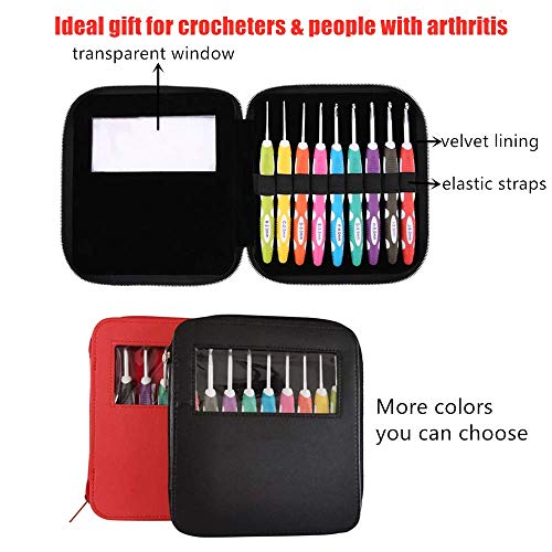 Ergonomic Crochet Hooks Set with Soft Grip, Crochet Hooks with Case for Arthritic Hands, Size from 2.0mm to 6.0mm(B~J) - Thumbnail 2