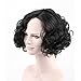 ATOZWIG Black Women Wig Fashion style Black Curly Synthetic Wig Pure color Short Curly Wigs Shoulder Length Short Hair Wig