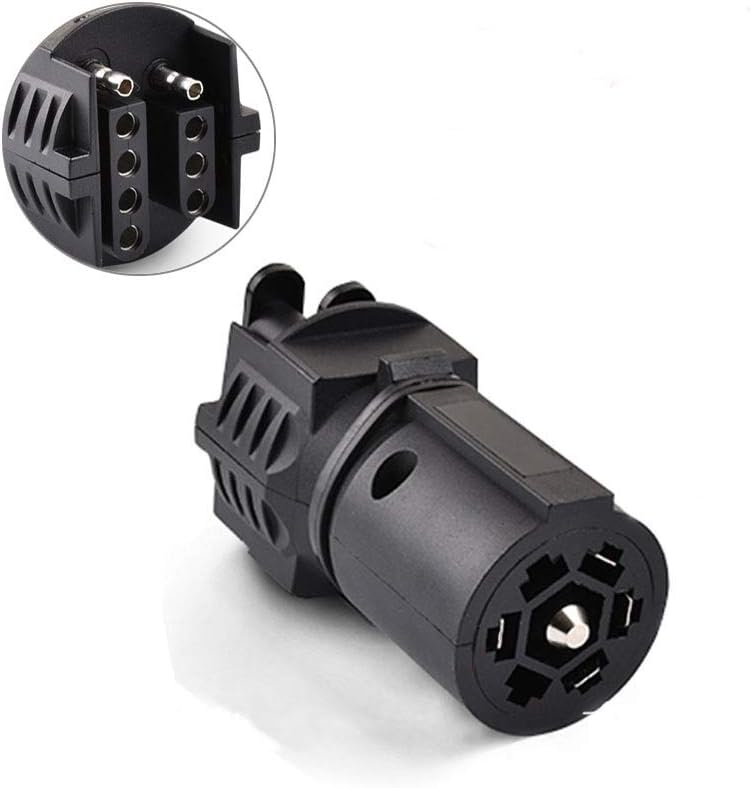 COROTC 7 Pin Round to 4 Pin Flat Trailer Adapter,7 Pin Round to 5 Pin Flat Blade Trailer RV Boat Adapter Plug