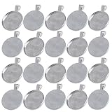 BCP 20pcs 1inch Circle Pendant Blank Tray Cabochon Settings (Silver Color)