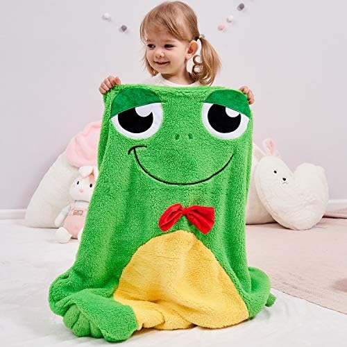 SINOGEM Cozy Frog Blanket for Kids, 2in1 Soft Plush Fleece Blanket