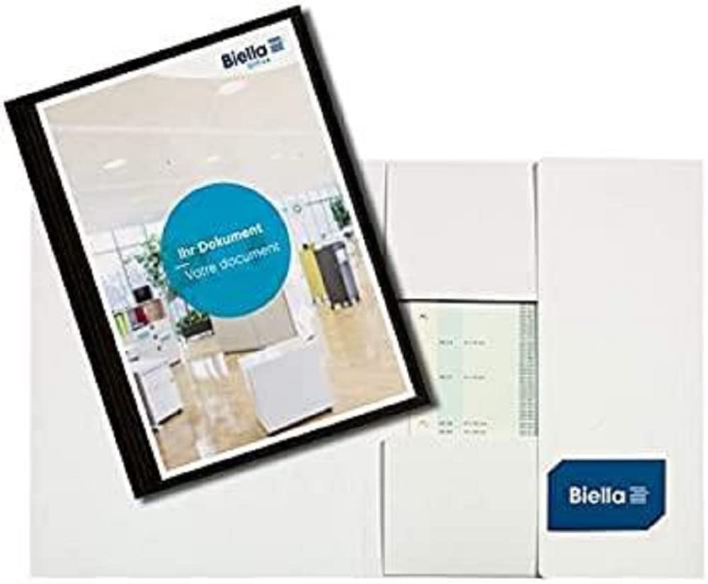 Biella Premium offer and presentation folder PEARL #2 for DIN A4 folder with transparent pocket open at the top 3 flaps and business card punch white for company presentations SWISS MADE