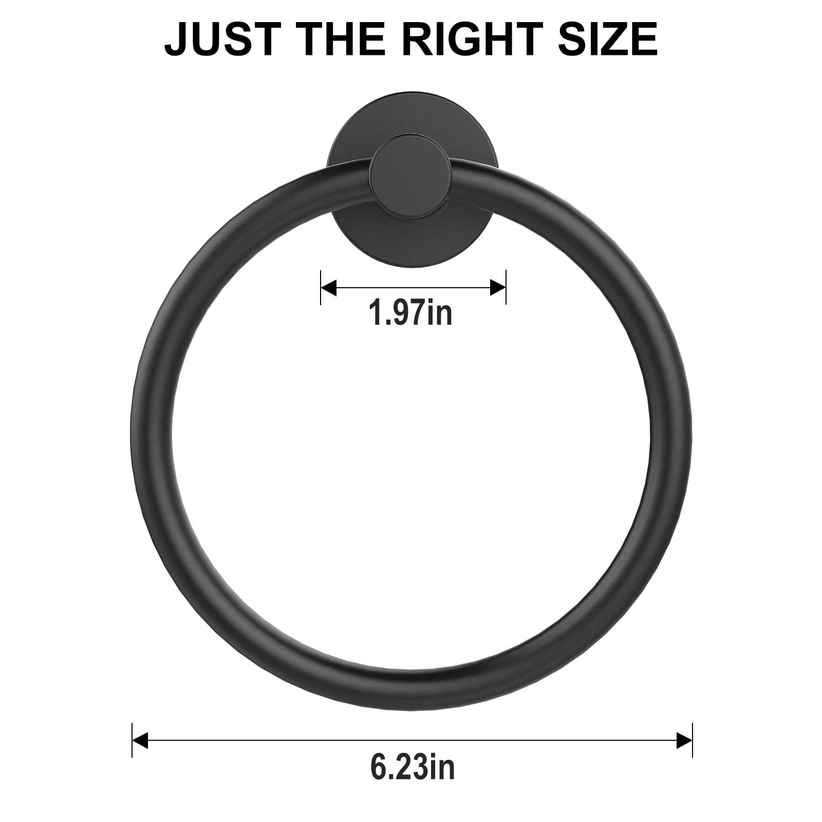 SetSail Towel Holder for Bathroom Wall Matte Black Towel Ring Stainless Steel Hand Towel Holder Heavy Duty Towel Hanger for Bath, Kitchen