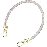 uxcell Leather Purse Strap, 1Pc 50cm/19.69" Short Leather PU Braided Purse Replacement Handle with Metal Buckles for Underarm Bags, Handbags (Light Gray Strap + Gold Clasp)