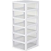 Sterilite Stacking Drawer Storage Organizer for Clothes, 16 Quart, 6-Pack | Stackable and Modular Clear Plastic Drawers and Containers for Clothing, Accessories, Craft Supplies, Shoes or Linens