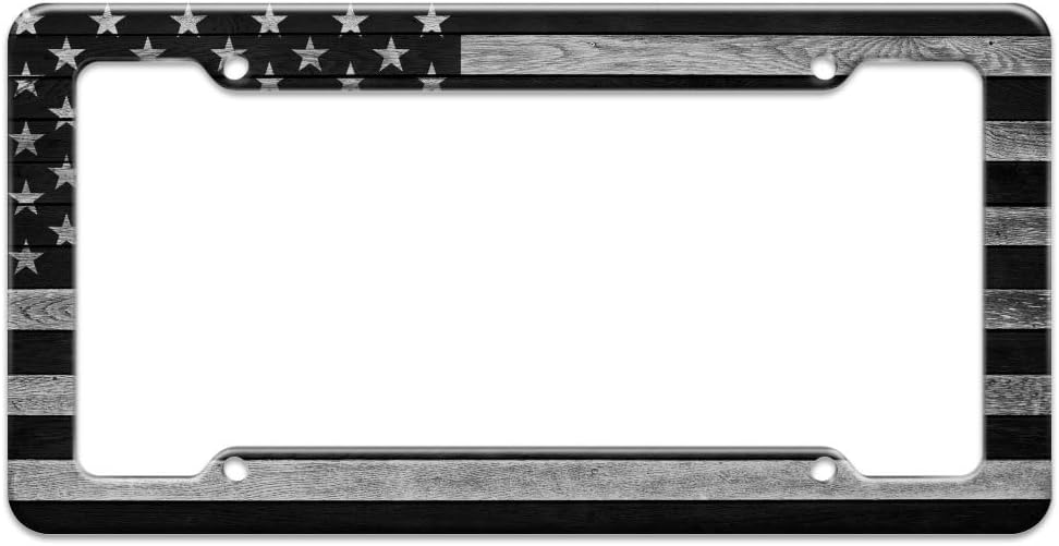 Rustic Subdued American Flag Wood Grain Design License Plate Tag Frame
