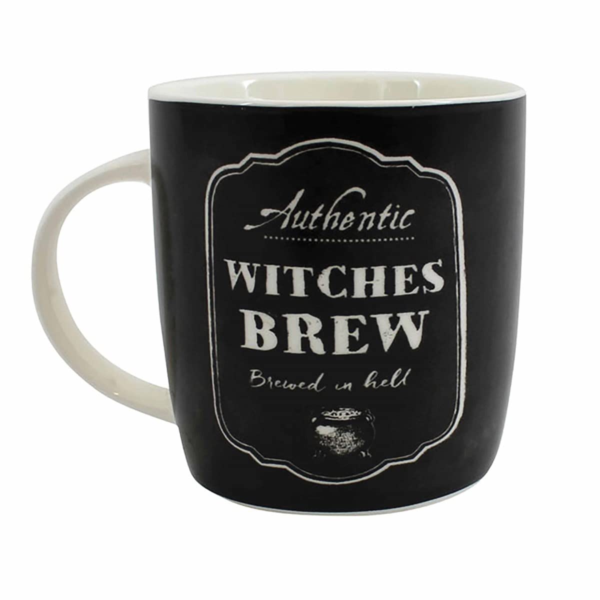 Enchanting Witches Black & White Bone China Brew Boxed Mug – 9x12.2 Centimetres – Unique Design, Durable Material – Ideal for Home & Office