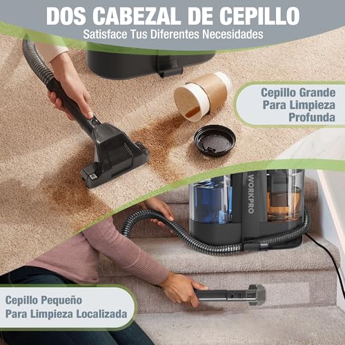 WORKPRO Upholstery Water Vacuum Cleaner, Upholstery Cleaner 450W, Carpet Vacuum Cleaner with Detergent, Carpet Cleaner, Upholstery Vacuum Machine, Sofa, 75 dB