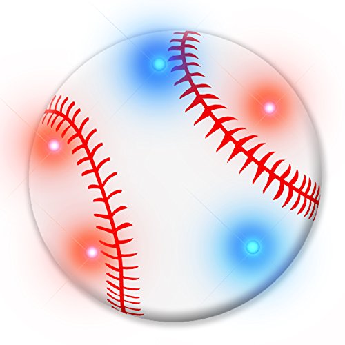 Light Up Baseball Flashing Blinking LED Body Light Lapel Pins (5-Pack)