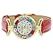 Glass Of Venice Murano Glass Millefiori Watch with Leather Band - Red Multicolor