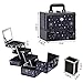 Joligrace 11.8 inch Makeup Train Case Cosmetic Organizer Box Lockable with 3 Trays and a Brush Holder Pattern Collection - Star Chart