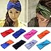 Women Turban Twist Headband Head Wrap Twisted Knotted Knot Soft Hair Band WHS484 (1-Black)