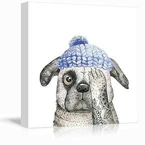 Square Dog Series Watercolor Painting of a Dog...