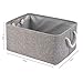 Collapsible Storage Basket Bins, Decorative Foldable Rectangular Linen Fabric Storage Box Cubes Containers with Handles- Large Organizer For Nursery Toys,Kids Room,Towels,Clothes, Grey 16Lx12Wx7.9H