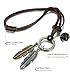 FIBO STEEL 3 Pcs Alloy Vintage Pendant Necklace for Men Women Leather Chain Adjustable