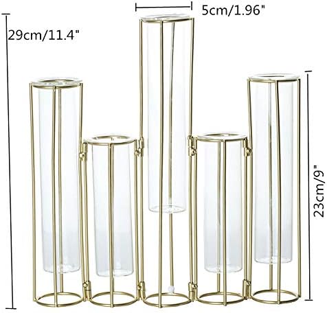 Test Tube Vase for Flowers Set of 5 Glass Vase with Iron Stand Racks Hydroponic Test Tube - Image 5