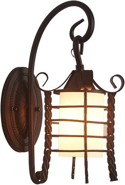 Hierro forjado Retro al aire libre Patio Lámpara de pared Impermeable